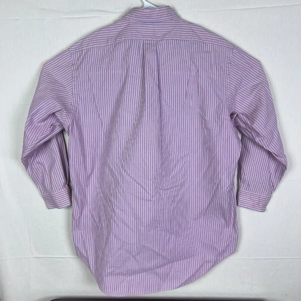POLO RALPH LAUREN - Yarmouth Blue‎ & Pink Striped Oxford Dress Shirt 16-32
